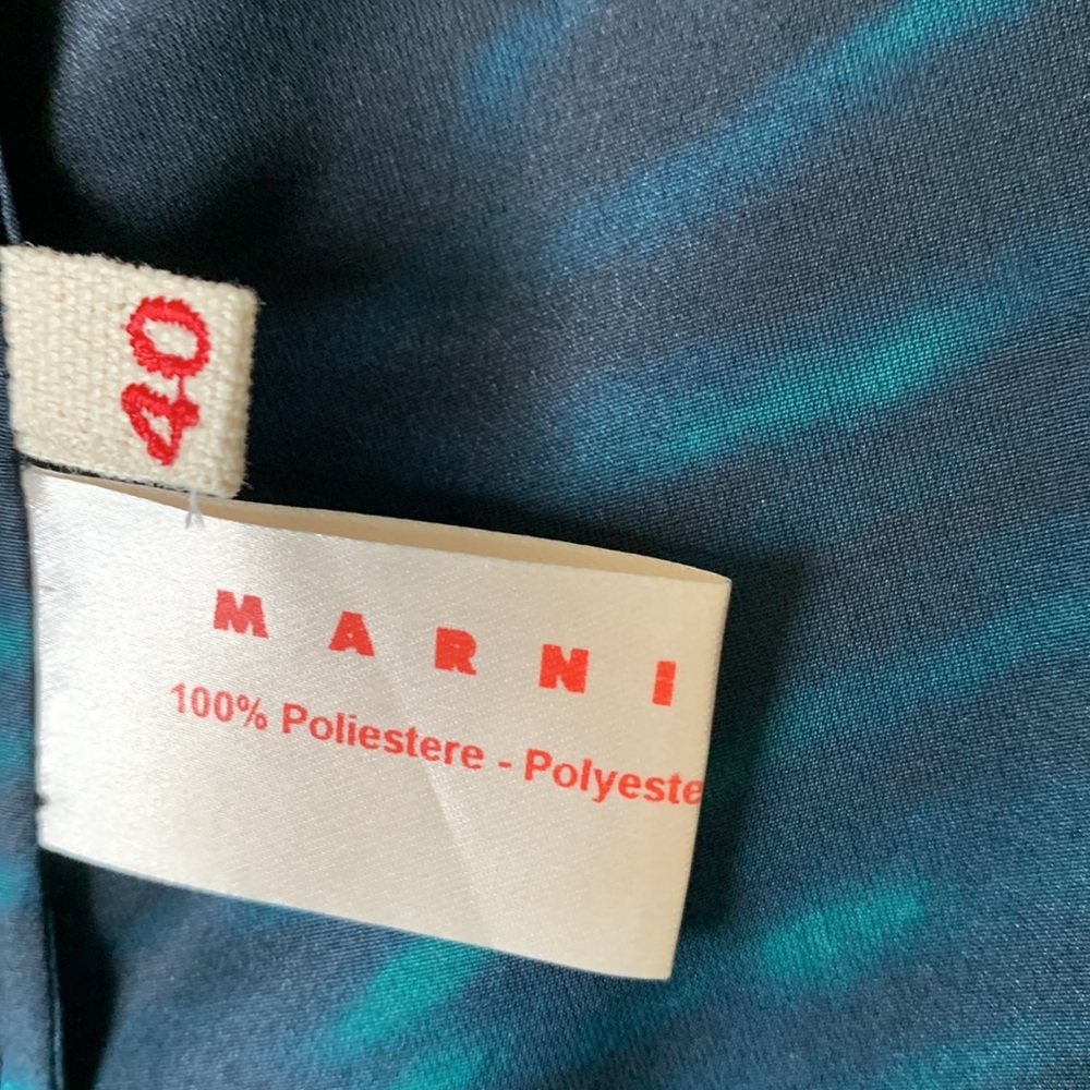 Marni Italian deep blue to bright green bateau neck tucked waist dress EUC - Picture 6 of 10